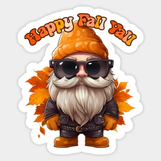 Groovy Gnome Happy Fall Yall Wearing Sunglasses Autumn Leaves Sticker